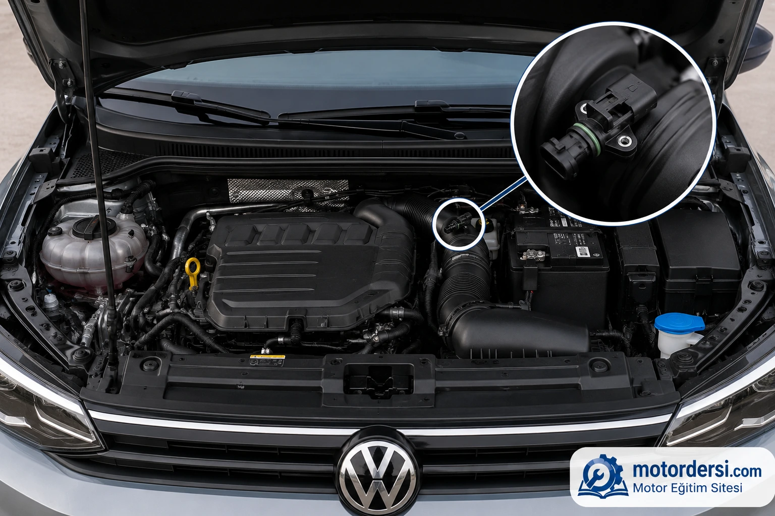 Hava sıcaklık sensörünün motor bölmesindeki bulunduğu yer