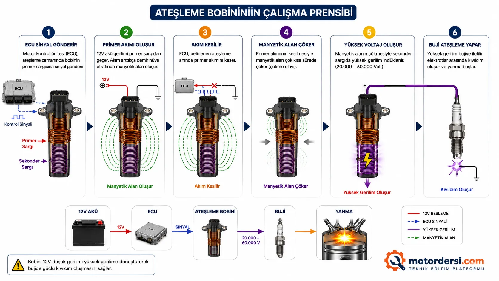 Ateşleme bobininin çalışma prensibi