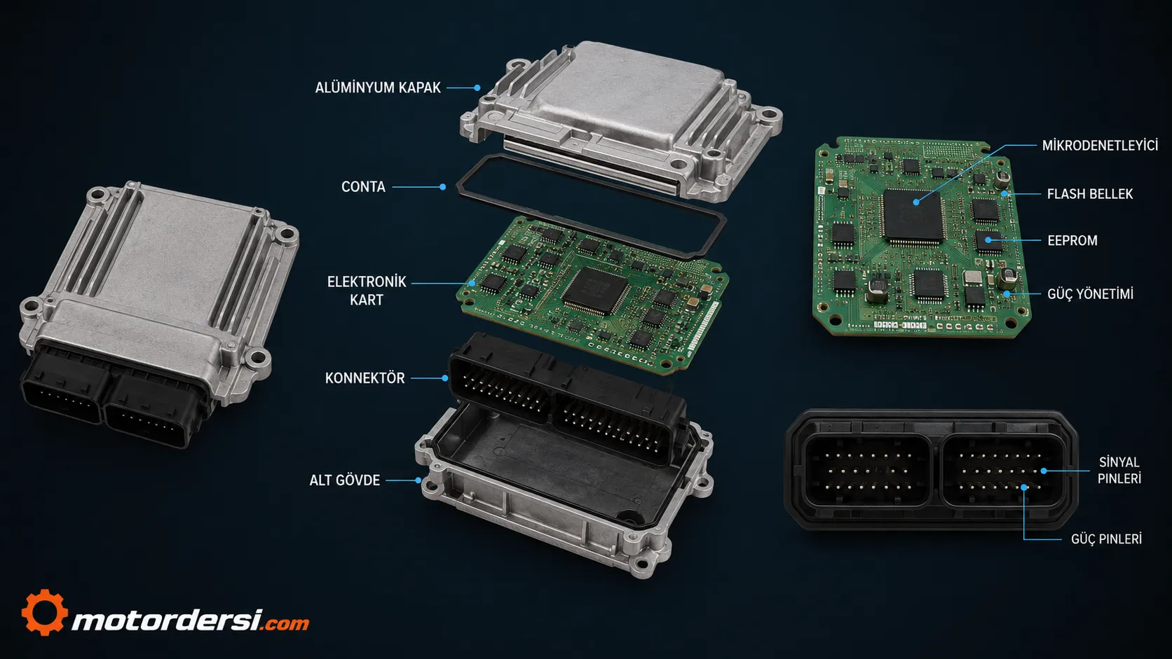 Araçlarda kullanılan Elektronik kontrol ünitesinin (ECU) nun yapısı
