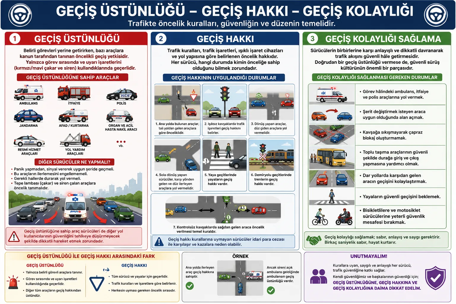 Geçiş üstünlüğü Geçiş hakkı Geçiş kolaylığı nedir