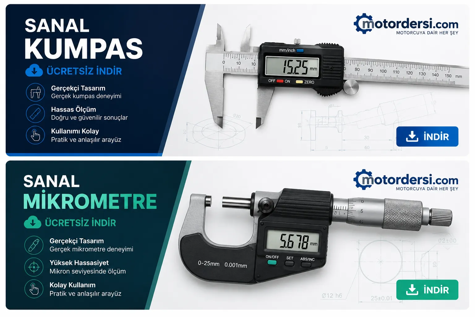 Ford Sanal Kumpas ve Mikrometre İndir eğitim görseli