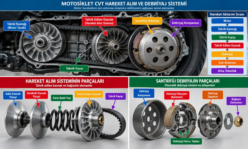 Motosiklet CVT hareket alım sistemi parçaları