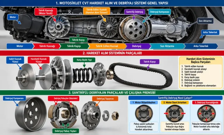 Motosiklet CVT Hareket Alım ve Debriyaj Sistemi