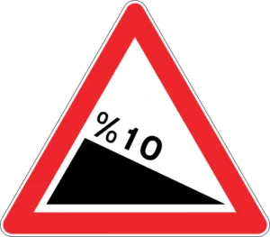 Tehlikeli Eğim (İniş) trafik levhası
