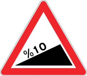 Tehlikeli Eğim (Çıkış) trafik levhası