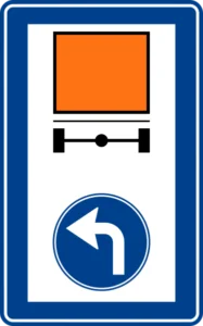 Tehlikeli Madde Taşıyan Taşıtlar İçin Mecburi Yön (Sola) trafik levhası