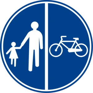 Yayalar Ve Bisikletliler İçin Ayrı Ayrı Kullanılabilen Yol trafik levhası