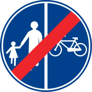 Yayalar Ve Bisikletliler İçin Ayrı Ayrı Kullanılabilen Yolun Sonu trafik levhası
