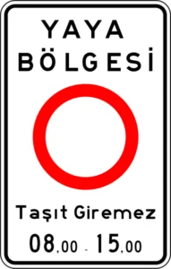 Yaya Bölgesi trafik levhası