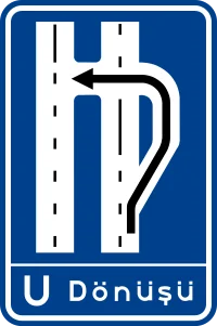 U Dönüşü Levhası (Sağa Sığınmalı) trafik levhası